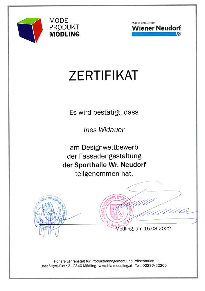 Zertfikat Sporthalle Wr. Neudorf